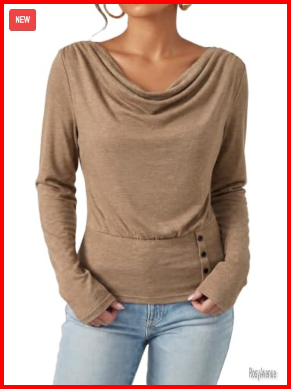 Dokotoo Women's Cowl Neck Long Sleeve Dressy Blouse Fall Top